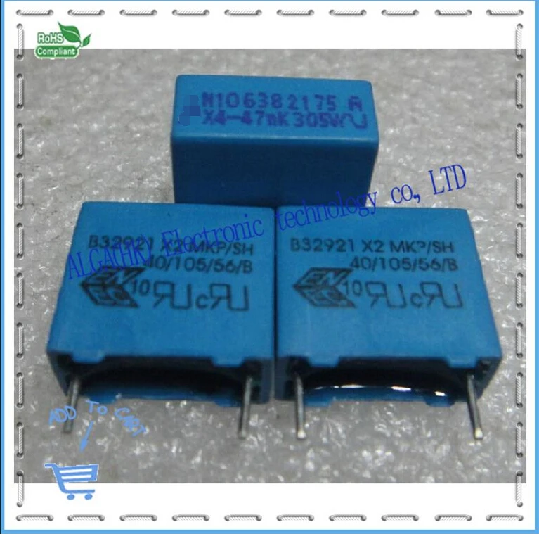 B32921 X2 safety film capacitor 0.047 uf and nf / 305 vac P10in