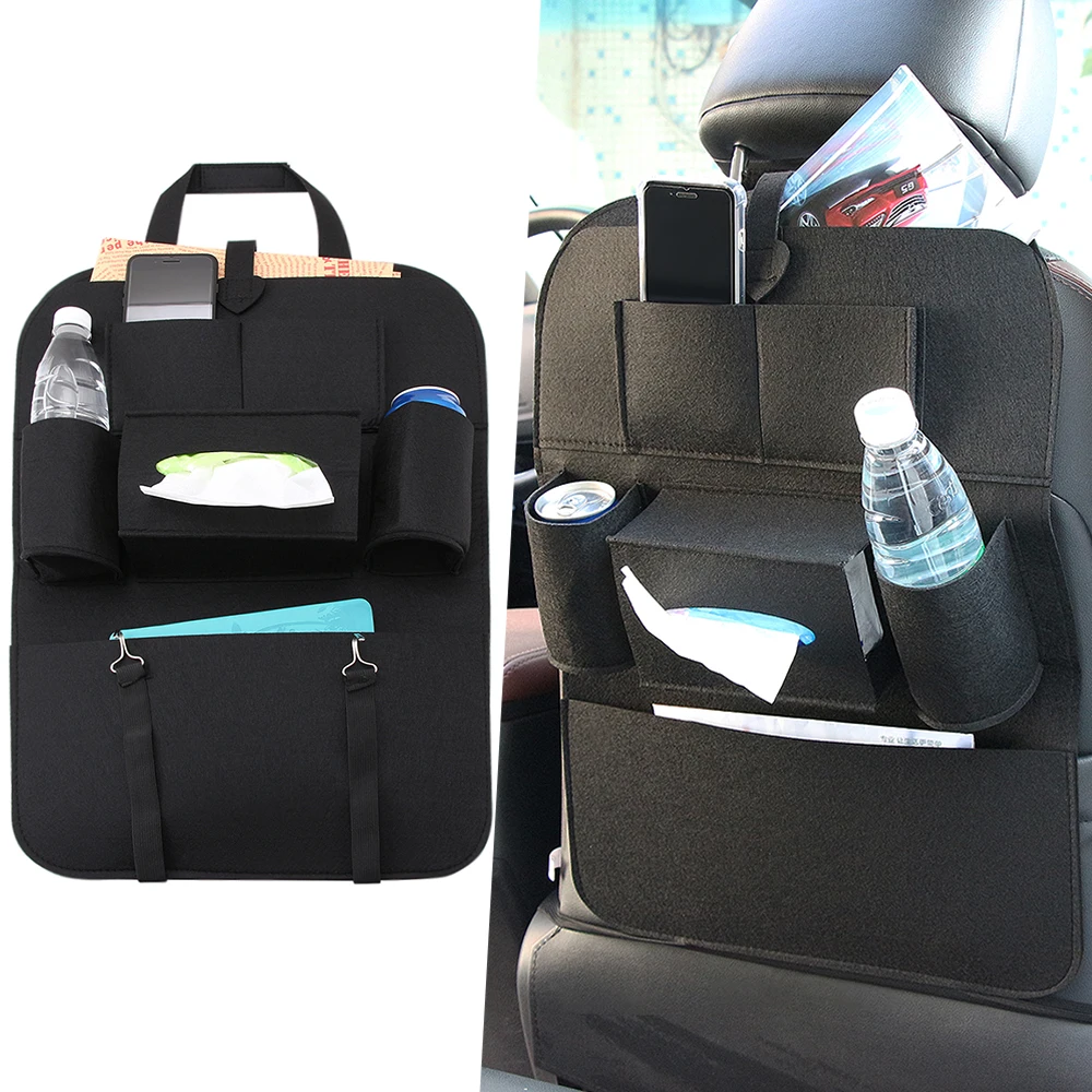 Car Seat Back Storage Bag Organizer Travel Box Pocket PU Leather