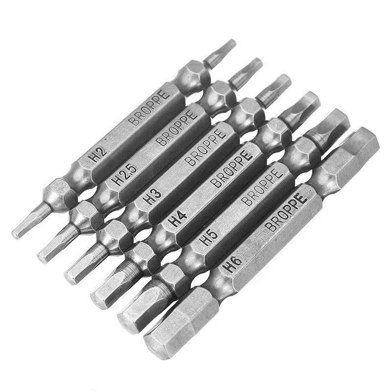 BROPPE 6pcs Double Hex Head Screwdriver Bits H2 H6 65mm Long 1