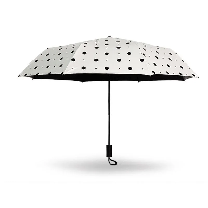 20pcs Black Dot Color Umbrella 3 Folding Outdoor Travel Rainproof