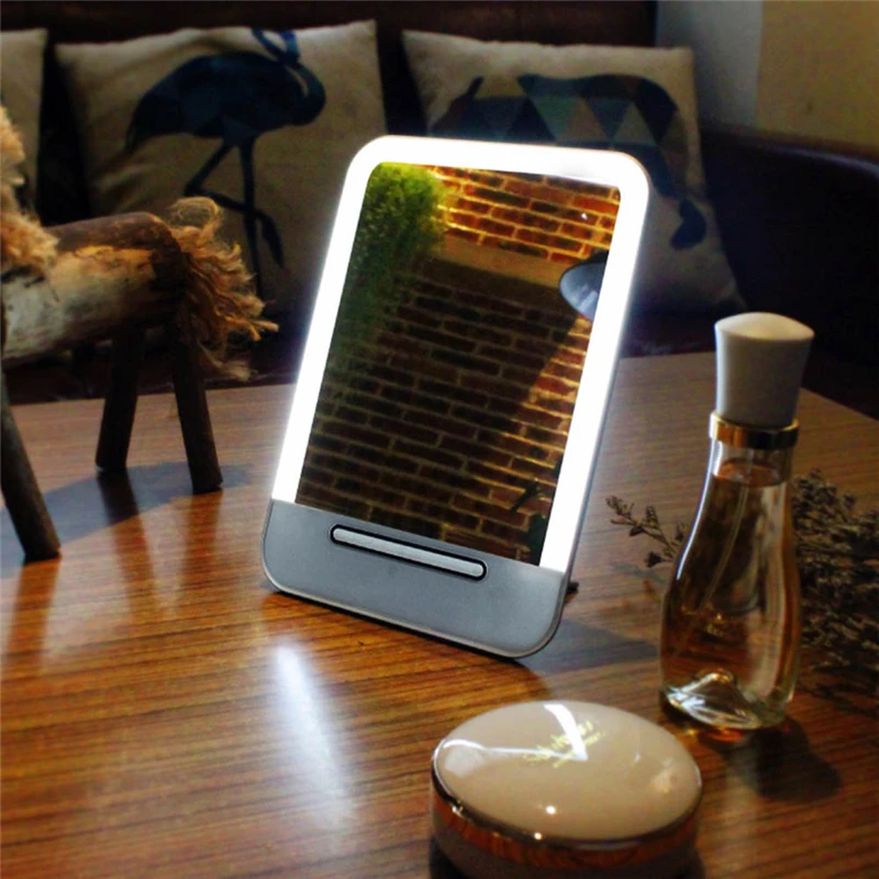 Rechagсветодио дный er светодиодный сенсорный экран зеркало для макияжа 180 вращающееся туалетное зеркало со светодио дный ными ламздоровье