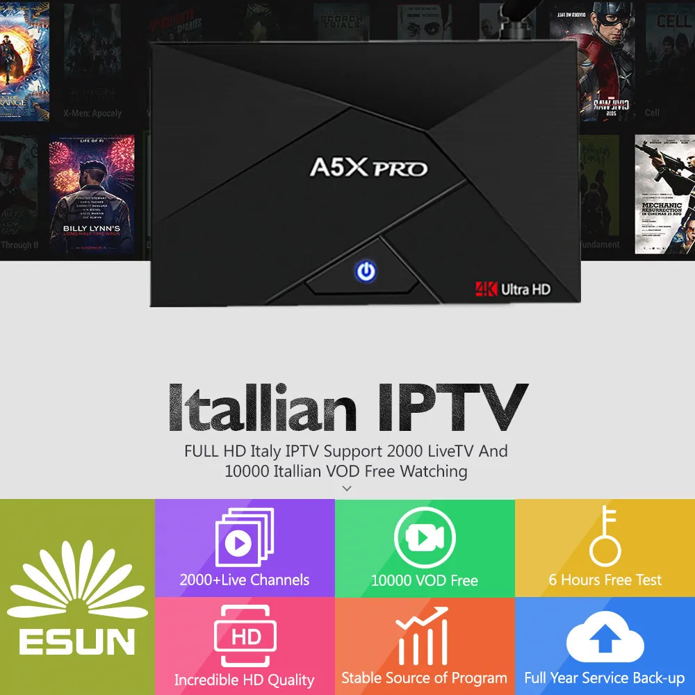 

A5X PLUS Mini 1/8G A5X PRO 2/16G Android TV Box With 1 Year ItalyTV Spain/French/Germany Albania/Italy/Portugal/EX-YU/Europe