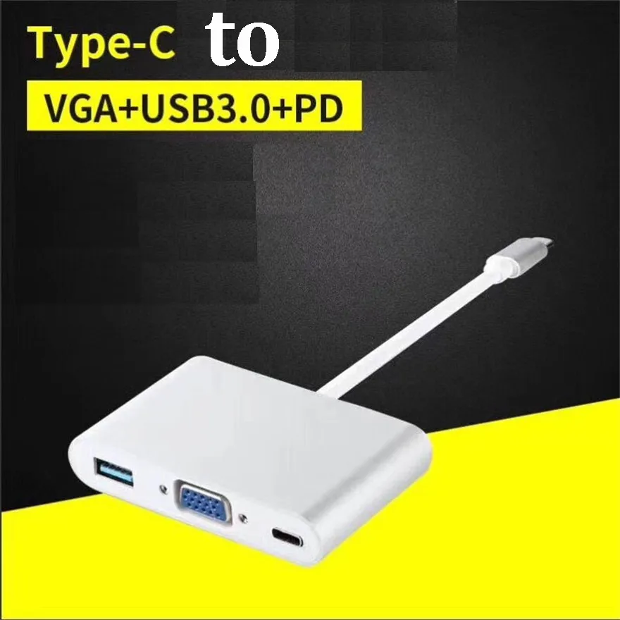 

Type-C USB C 3.1 Hub USB-C Male to PD USB 3.0 VGA Type C Female Charger Adapter For Macbook Google Chromebook Pixel