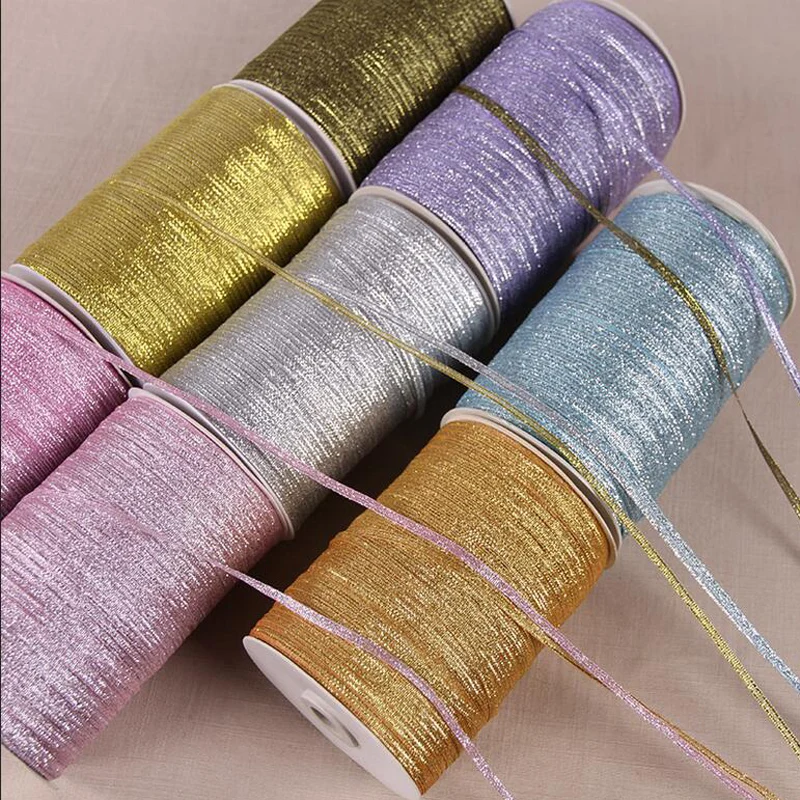 

20 Yards 1/8"(3 mm) Width Glitter Metallic Ribbon Organza Lace Webbing Ribbons For DIY Bow Gift Wrap Packing Wedding Decoration