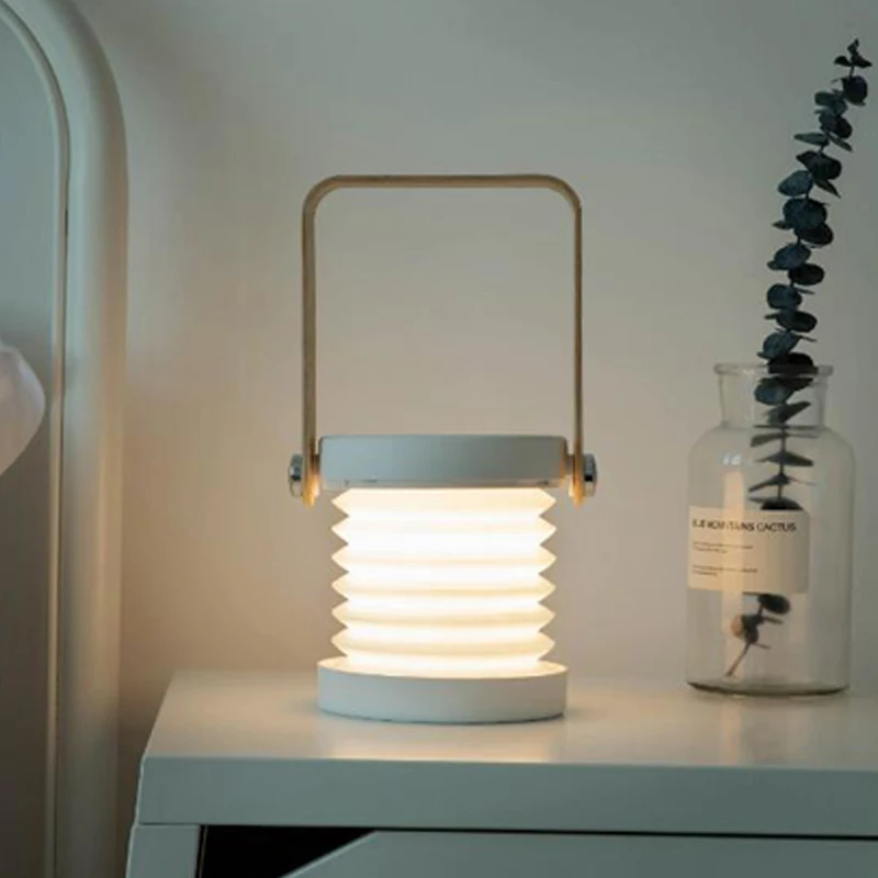 

Led Lamp Foldable Night Light with Wood Stand Dimmable Eye Care Bedside Light Table Light Study Reading Lamp Hand held gift lamp