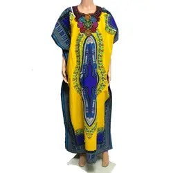Нигерийский, Яванский Платье с принтом Дашики Африканский свободный размер платья для женщин восковой печати хлопок Африканский Anakra java