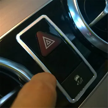 

Auto Accessories Double Flash Warning Switch Decoration Sticker For Mercedes Benz Glk200 Glk260 Glk300 2013 2014 2015