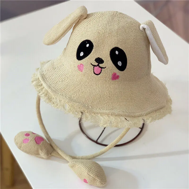

Summer Straw Sunhat Toddler Baby Kids Boys Girls Cartoon Animal Sun Cap Children Cute Rabbit Ears Sun Hat for 4-10 Years