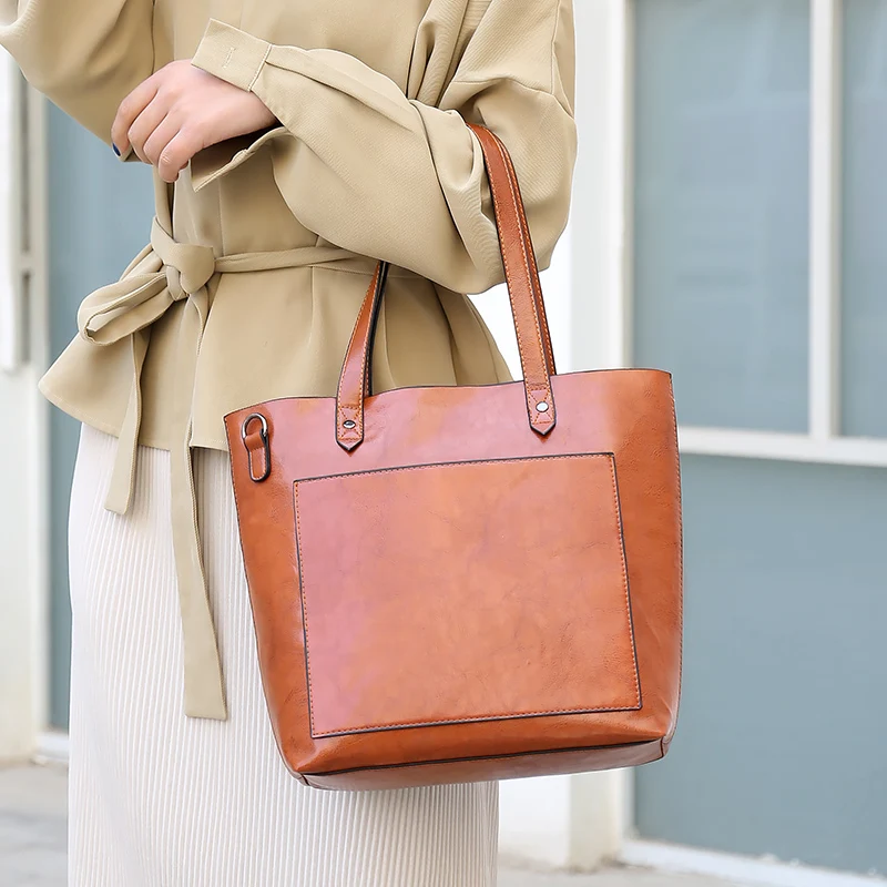 

SGARR High Quality Oil Wax PU Leather Handbags Women Tote Bags Large Capacity Ladies Shoulder Bag Fashion Female Messenger Bags
