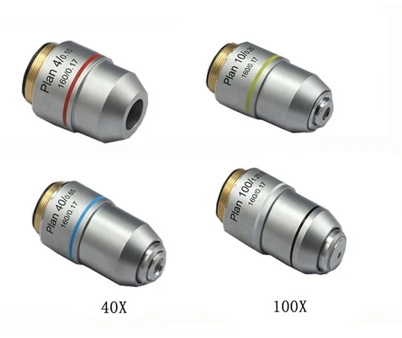 4X 10X 40X 100X L=195 Plan Achromatic Objective Lens for Bio-Microscope Biological Microscope with Thread Diameter 20.2MMx0.705 4X 10X 40X 100X L=195 Plan Achromatic Objective Lens for Bio-Microscope Biological Microscope with Thread Diameter 20.2MMx0.705