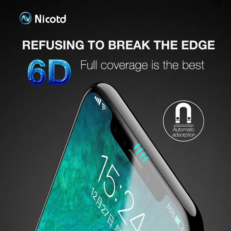 Nicotd Volle Abdeckung 6D Rand Gehärtetem Glas Für iPhone X 7 8 6 6 s Plus Screen Protector Für iPh