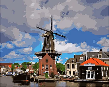 

Frameless painting by numbers paint by number for home decor PBN for living room 4050 wndmill