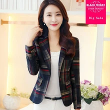Новинка весны, женский короткий пиджак в клетку, Тонкий Блейзер с длинным рукавом, маленький костюм с пряжкой, женский пиджак wj783