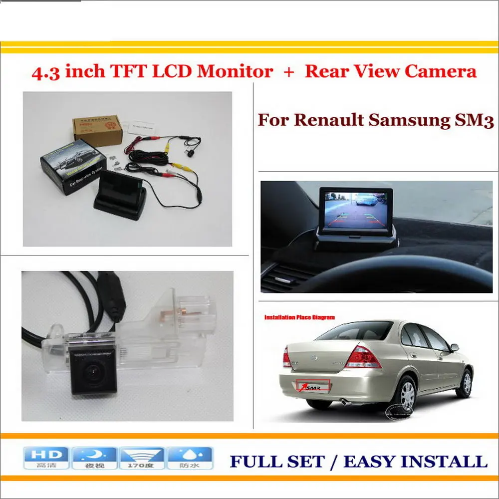 Liislee для Renault samsung SM3 Автомобильная камера заднего вида+ 4," TFT ЖК-монитор = 2 в 1 система парковки