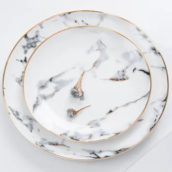 

Dinner Plate Set Bone China Marble Dinnerware Set Service plate Sets