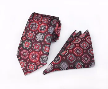 

8cm Men Luxury Necktie Sets Fashion Burgundy Ties Handkerchief Sets Wholesale