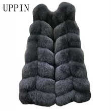 Uppin, Новая мода зимние женские меховой жилет длинная куртка с секциями толстые русский жилет из искусственного меха жилет из меха лисы Большие размеры S-4XL куртка пальто