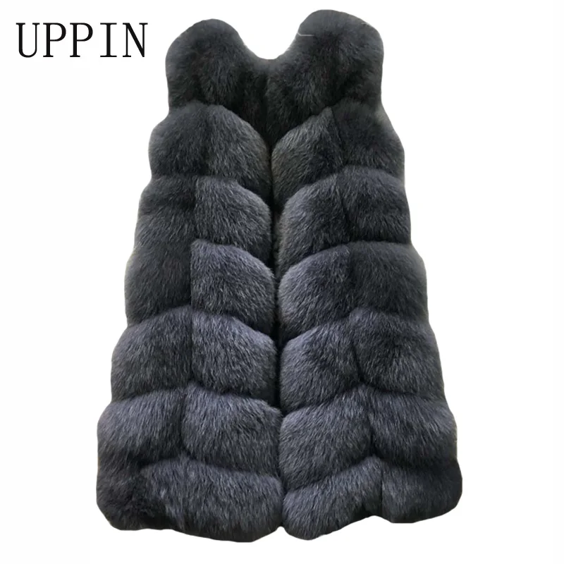 

UPPIN 2019 New Fashion Winter Women Fur Vest Long Section Thick Russian Faux Fur Vest Fox Fur Vest Big Yards S-4XL Jacket Coat