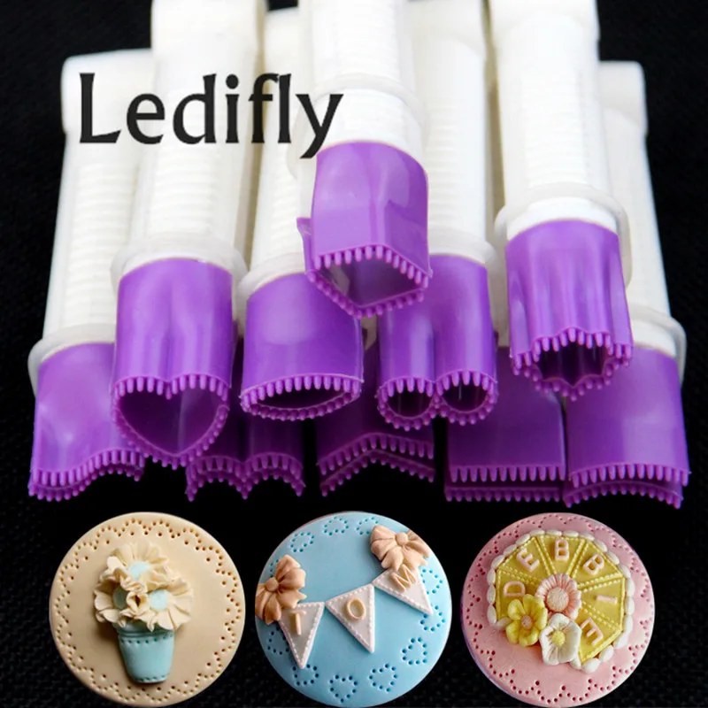 

Ledifly Useful 10Pcs Frill Curve Sweets Clip Fondant Cake Clamp Crimper Cutter Mold Kitchen Set