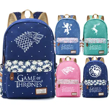 

Game House Targaryen Stark Flower Dot Boy Girl School bag Women Bagpack Teenagers Schoolbags Canvas Femme Backpack