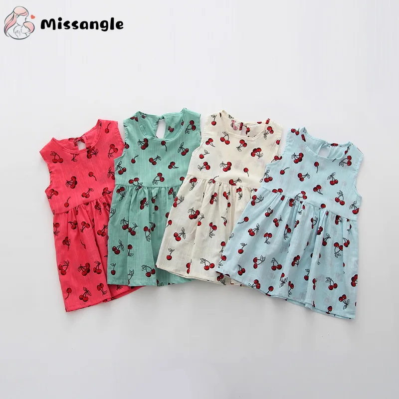 

1-7 Years 2019 New Kids Summer Dresses for Girls Sleeveless Princess Dress Off Shoulder Linen Fancy Nancy Cute Dress