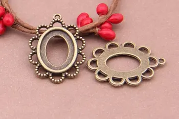 

50pcs 13 x 18mm Antique Bronze Cabochon Pendant Base, Oval pendant setting (3010335)
