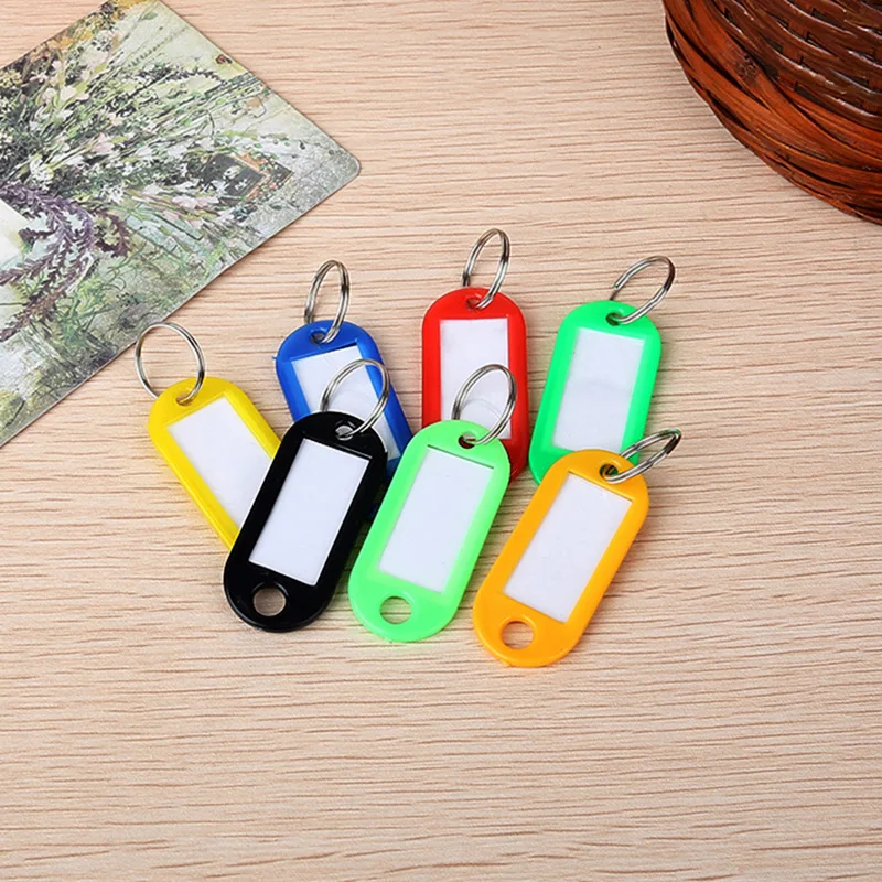 100pc Plastic Key Tags Key Rings Luggage ID Tags Card Fob Label