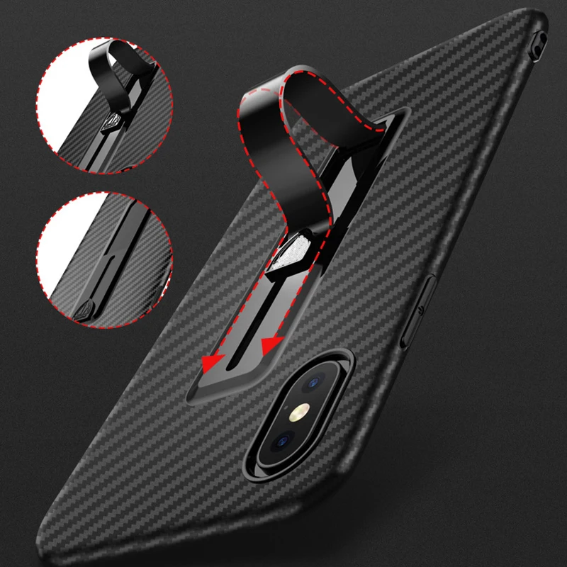 cheap Carbon Fiber Holder Phone Case For iPhone XS Max XR X Soft Silicon Stretchable Kickstand Stand Cover For iphone 7 8 Plus 6 6S 5S