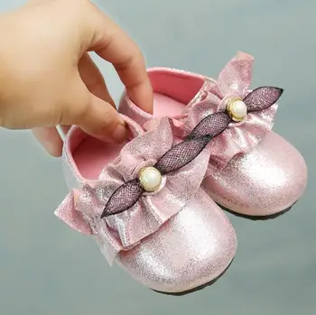 

0-1 year old spring and autumn bow female baby Princess shoes soft bottom toddler shoes small girls baby single shoes