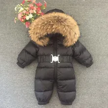 Mioigee Baby Jumpsuits Boys Winter Overalls Baby Girls Rompers Duck Down Jumpsuit Real Fur collar Children Outerwear Snowsuit цена Mioigee Baby Jumpsuits Boys Winter Overalls Baby Girls Rompers Duck Down Jumpsuit Real Fur collar Children Outerwear Snowsuit цены онлайн