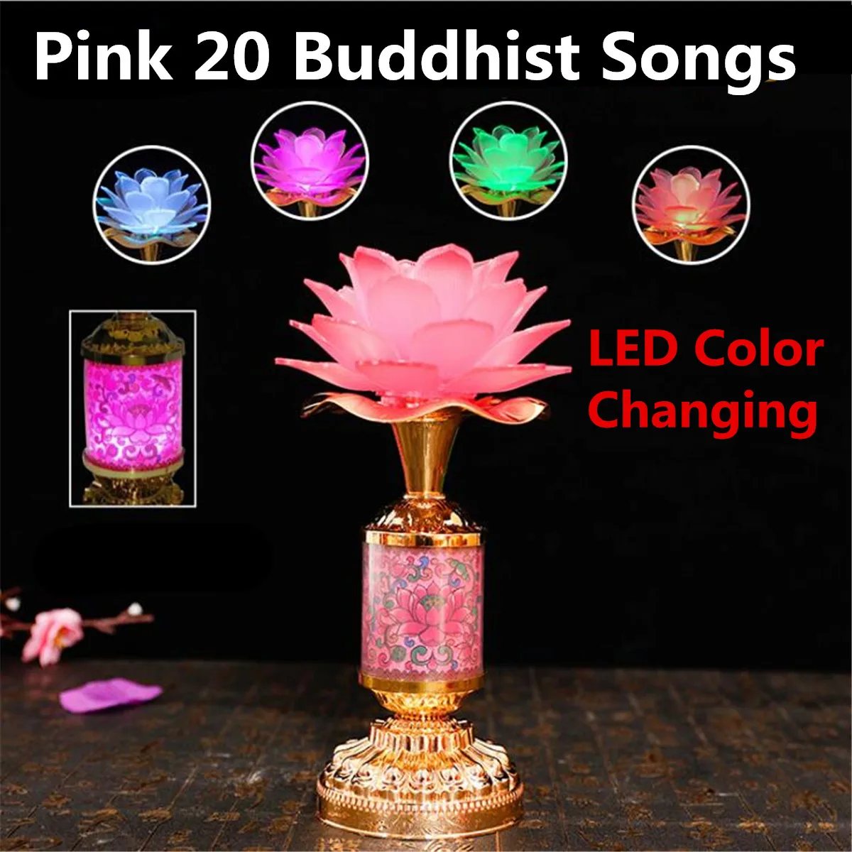 7 цветов цветок буддийский молитвенный светильник Будда музыкальная машина светодиодный меняющий цвет Будда светильник храма 51 20 буддийские песни