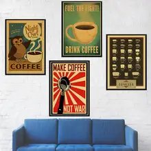 Póster clásico de café Vintage para bares café manuales de cocina para preparar café Retro papel Kraft decoración de pared cartel de pared vintage