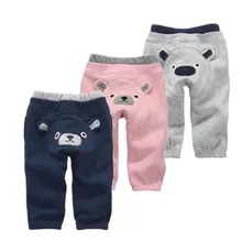 Осенние штанишки для малышей хлопковые штаны для девочек трикотажные леггинсы для девочек с мультяшной аппликацией штаны с эластичной резинкой на талии одежда для малышей