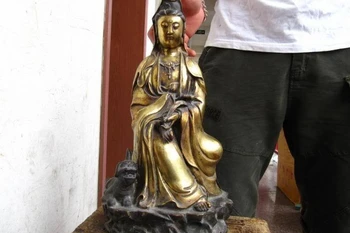

17 China Buddhism Pure Copper Bronze "RuYi"Guan Yin Kwan-yin Bodhisattva Statue