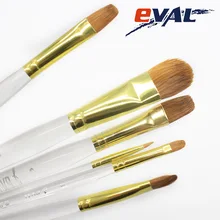 Продажа Eval 6 шт. тонкой ручной Краски ed ласка волос акриловый прозрачный кристалл воды Цвет кисть Набор DIY Дети рисунок Краски кисти