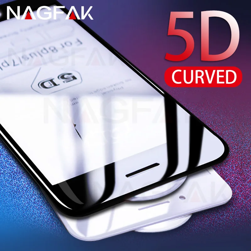 NAGFAK Защитное стекло для iPhone 6 6S Plus, закаленное защитное стекло 5D с закругленными краями для iPhone 8 7 Plus 8, пленка