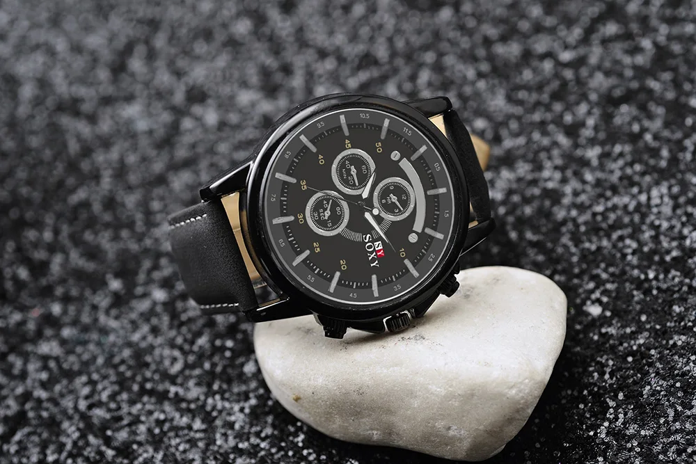 SOXY Watch Men Fashion Men's Watch Relogio Masculino Sport Leather Luxury Brand Men Watch Male Clock reloj hombre montre homme