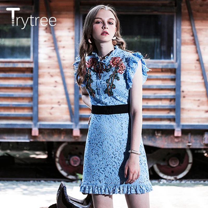 Trytree летнее осеннее платье повседневные женские вечерние шифоновые мини платья с