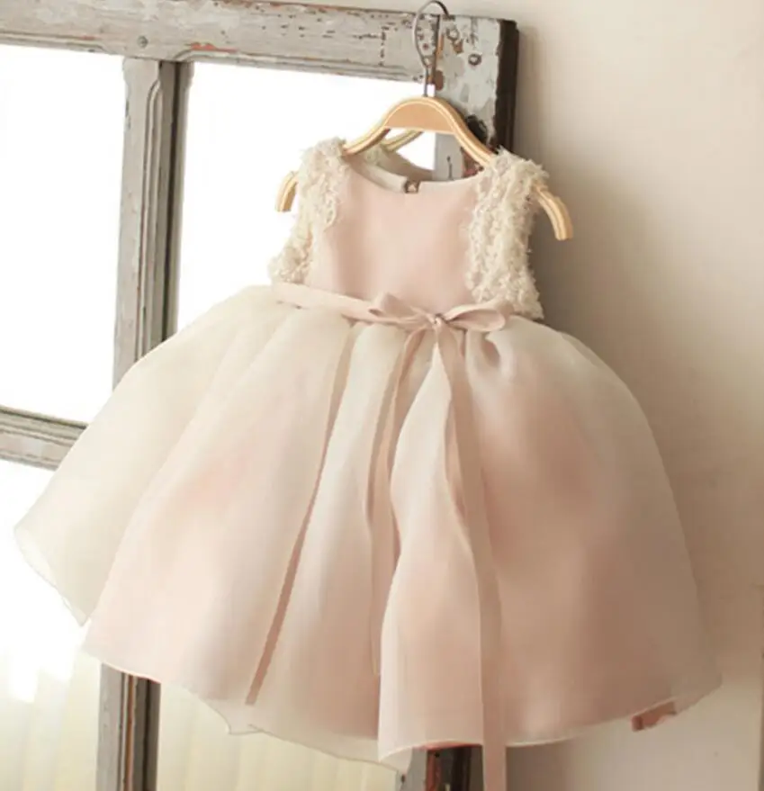 

Flower Baby Girls Wedding Dress for kids 1 year Birthday Dress Baptism newborn Girls clothing infant tutu dress Child Clothes