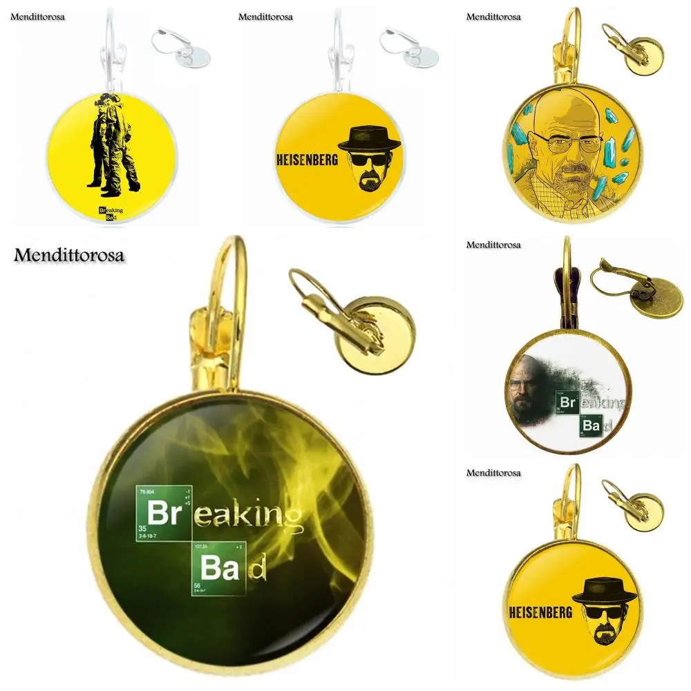 

EJ Glaze Breaking Bad For Wedding Bronze/Silver/Golden Clip Ear Hook Drop Earrings Glass Cabochon Vintage Statement Jewelry