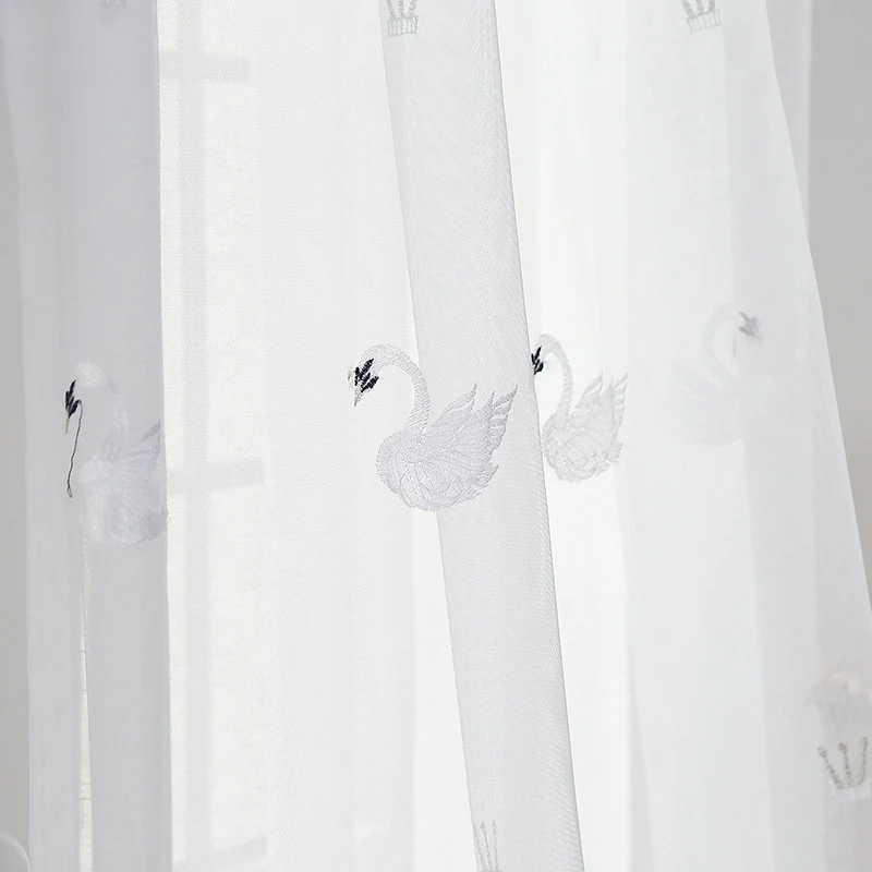 Прозрачная вуаль с 3D рисунком белого лебедя, занавеска для детей, спальни, розовая Роскошная Тюлевая занавеска, занавеска для маленьких девочек, занавески, занавески M062D3 - Цвет: White Swan Tulle