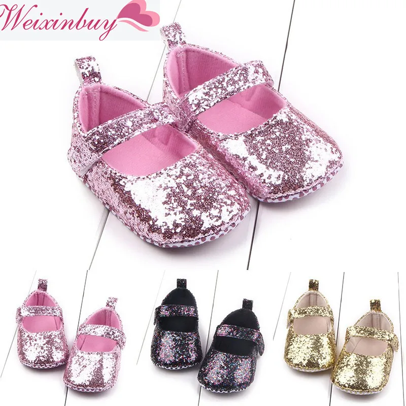 Newborn Baby Shoes Baby Girls Summer Princess Shoes Sequins Infant Soft
Sole First Walkers PU Leather Soft Bottom Toddler Shoes