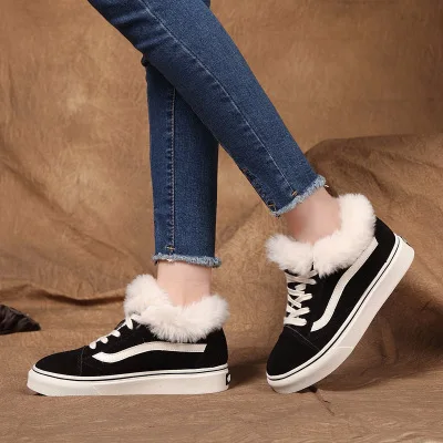 

Rabbit hair shoes in the autumn and winter of 2017 hot style real leather and plush warm women shoes