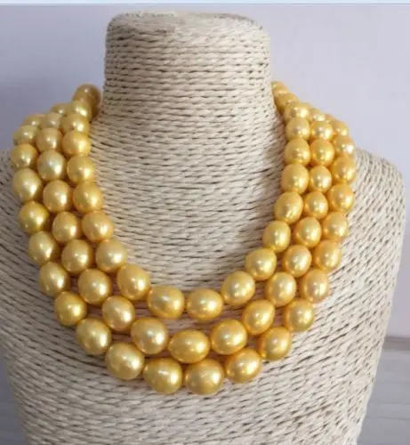 

50INCH HUGE NATURAL AAA 13MM SOUTH SEA GOLDEN PEARL NECKLACE 14KGOLDCLASP
