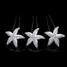 LNRRABC 6 шт. женские палочки для волос свадебные подружки невесты со стразами заколки для волос с кристаллами заколки бабочка Морская звезда тип U дизайн гребень