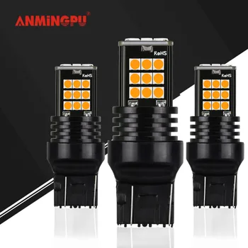 

ANMINGPU 2x Signal Lamp 7443 Led W21/5w w21w Wy21w Turn signal Brake light T20 7440 Led 24 SMD 3030 Reverse Rear Light For Car