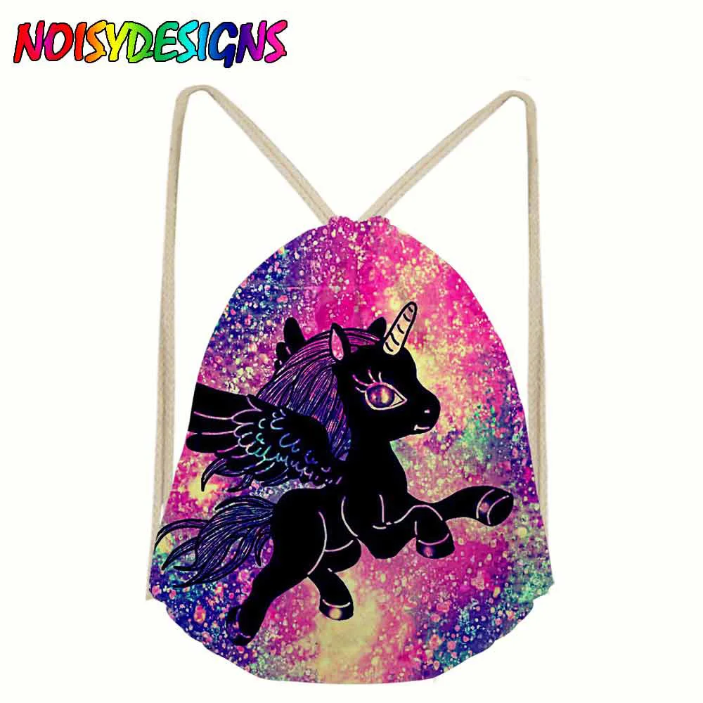 

3D Printing Unicorn Drawstring Bag Travel Backpack Women Mochila School Bags Girls Backpacks girlsokul cantalari Galaxy Starry