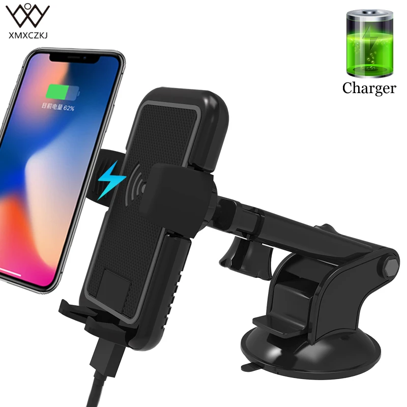 

Car Qi Wireless Charger Holder For Samsung S8 S7 iPhone X 8 Dashboard Mount Holder 10W USB Charger Mobile Phone Holder