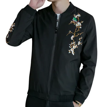 

Embroidery Jacket Men Soft Jackets Autumn men's windbreaker Rib sleeve men coat stand Polyester Windproof Jacket for Man M-4XL