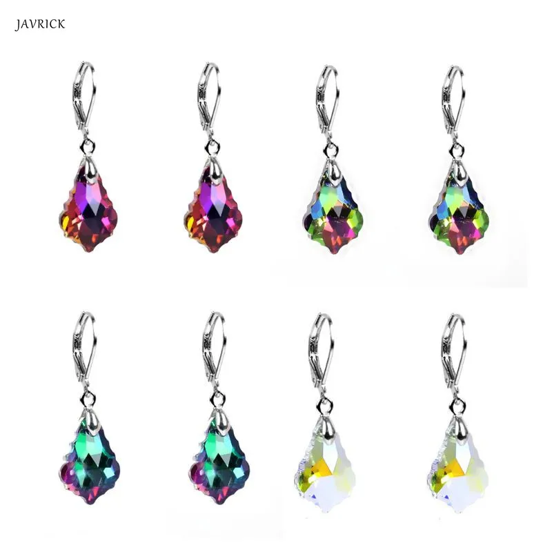 

Aurora Crystal Baroque Teardrop Leverback Dangle Hook Earrings Fashion Jewelry